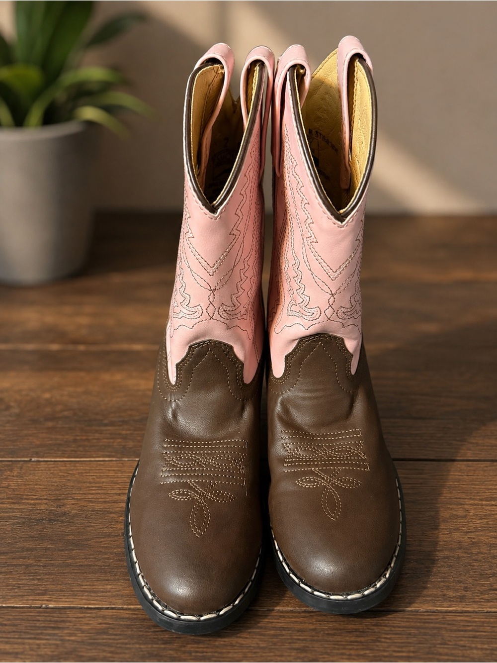 Smoky Mountain Boots Unisex Kids Brown Pink Western Boot 2W Pull-On 1574C